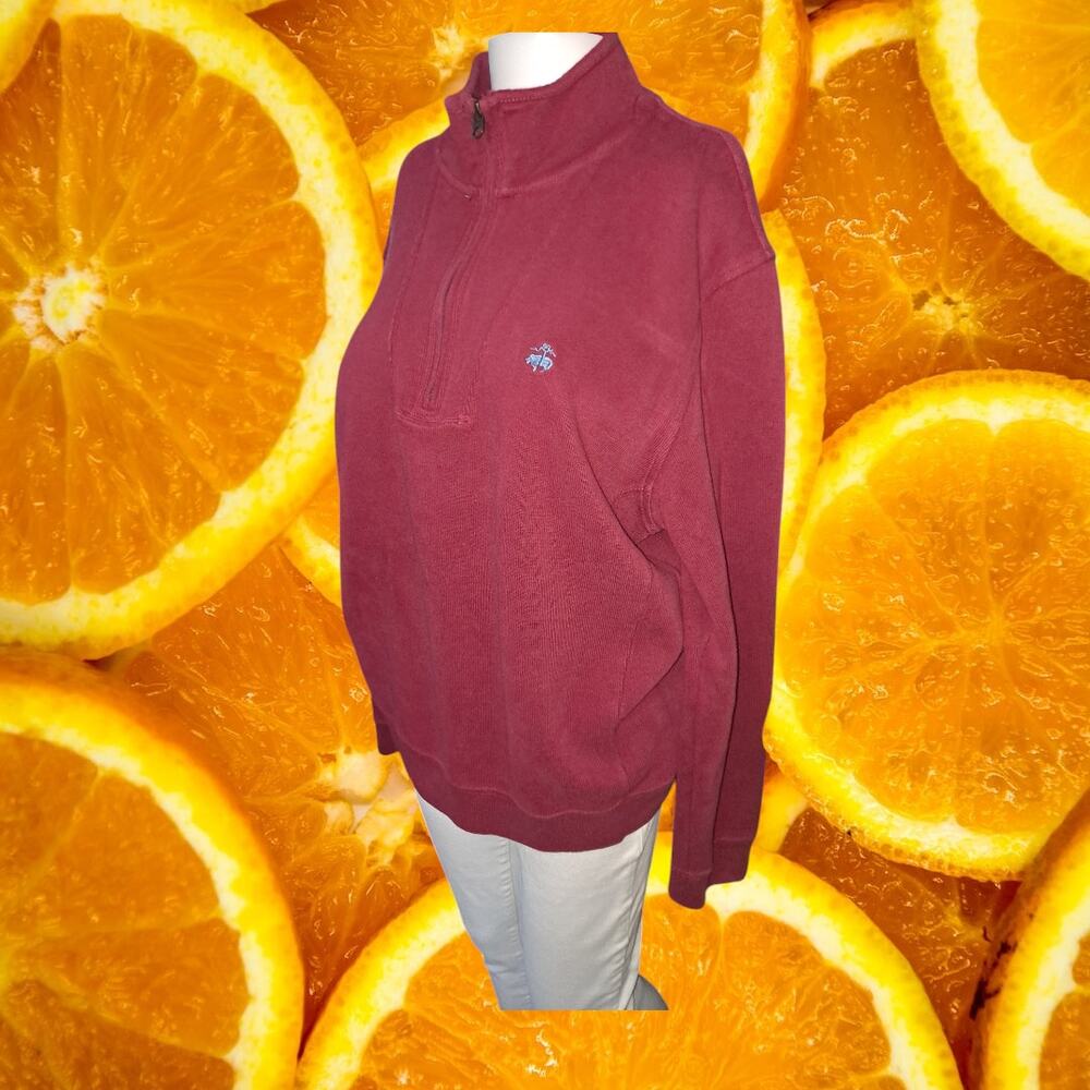 Brooks Brothers 346 Men's Red Cotton Quarter Zip Pullover Sweatshirt Size M